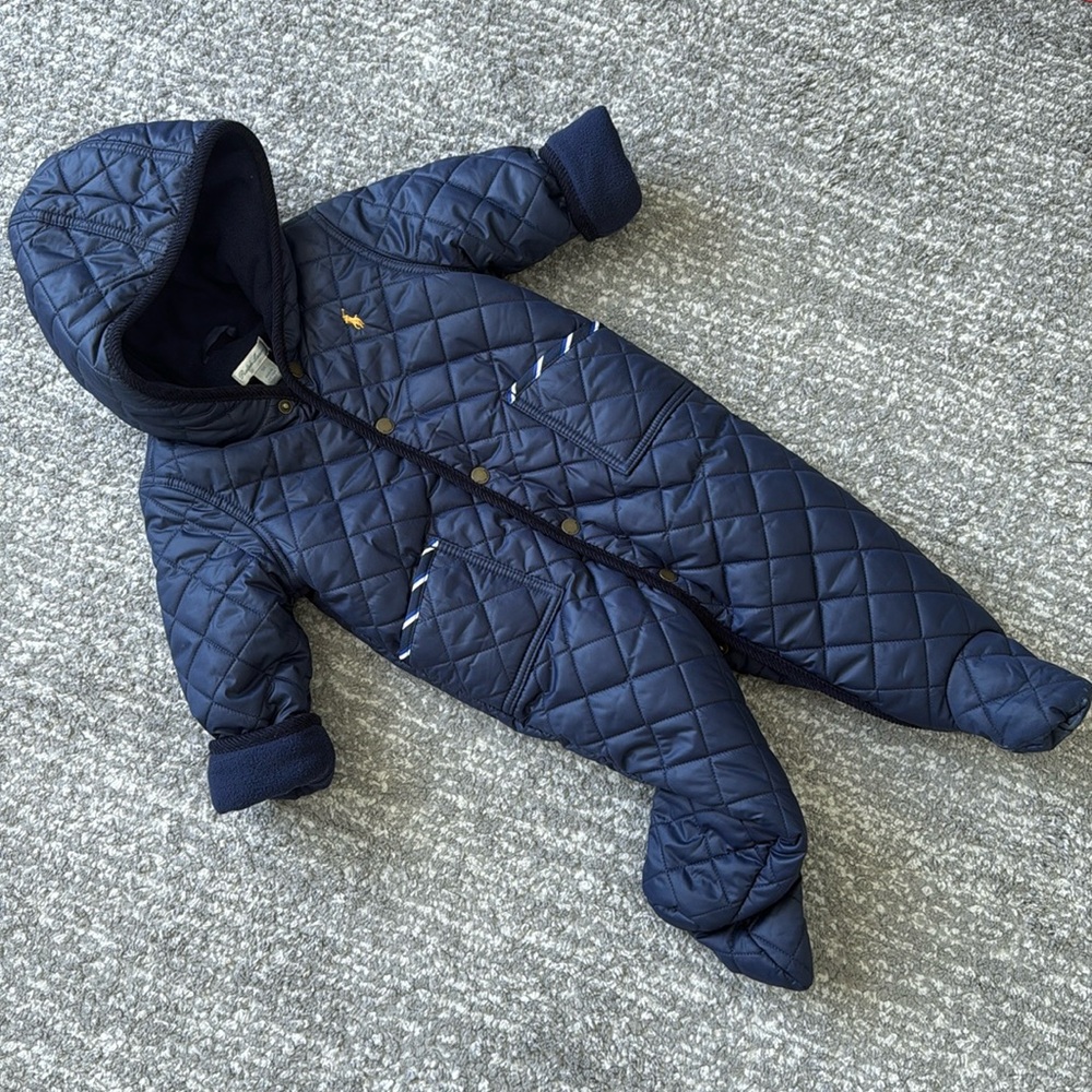 Ralph Lauren Navy Quilted Kids Footie